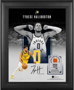 Tyrese Haliburton Indiana Pacers Framed 11" x 14" Showcase Collage with a Piece of Game-Used Basketball - Limited Edition of 250 - Fanatics Authentic Certified