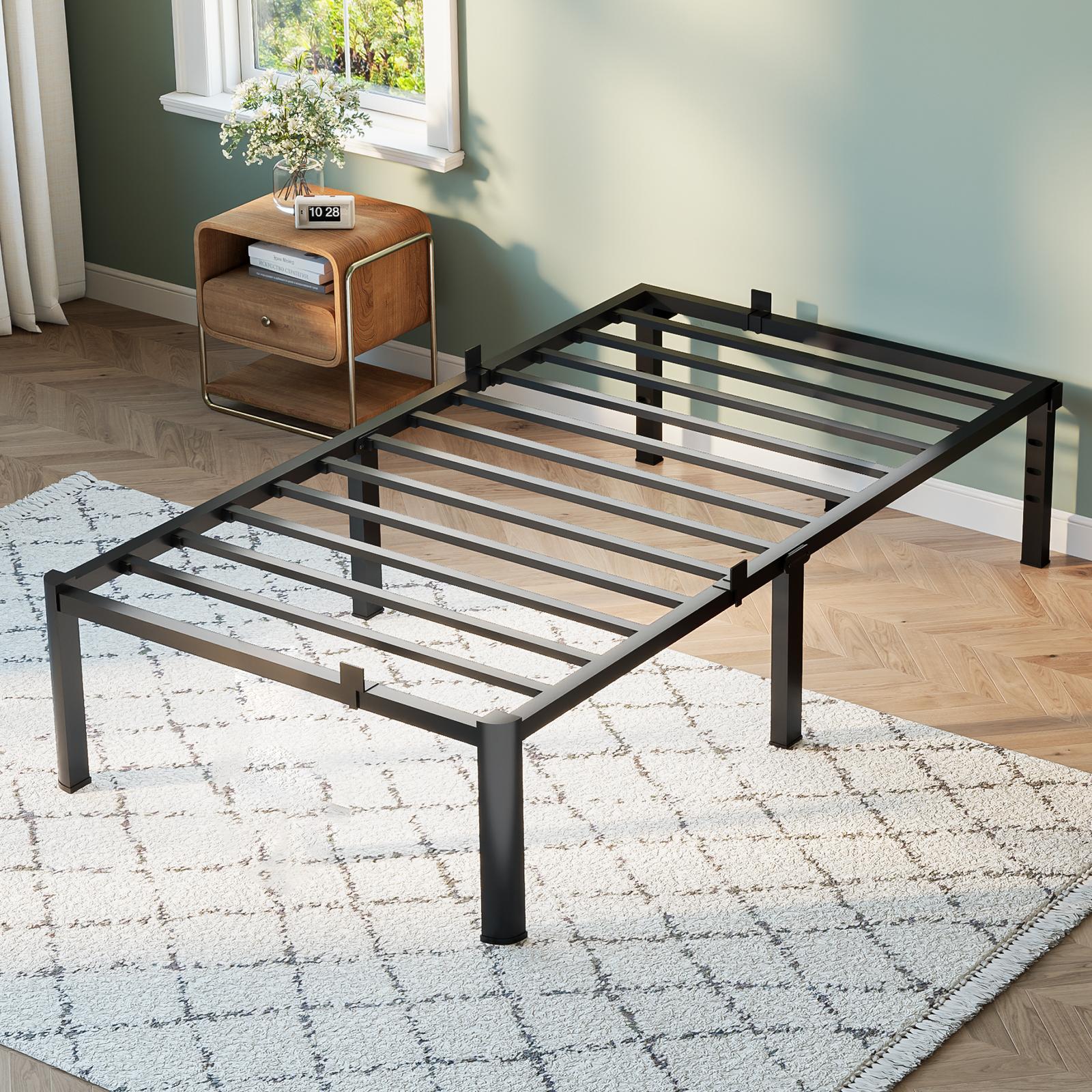 COZPAW Queen Size Metal Platform Bed Frame with Storage - 14/ 18 Inch Height, Heavy Duty 3500 lbs Capacity, Anti-Squeak Design, No Box Spring Needed, Easy Assembly