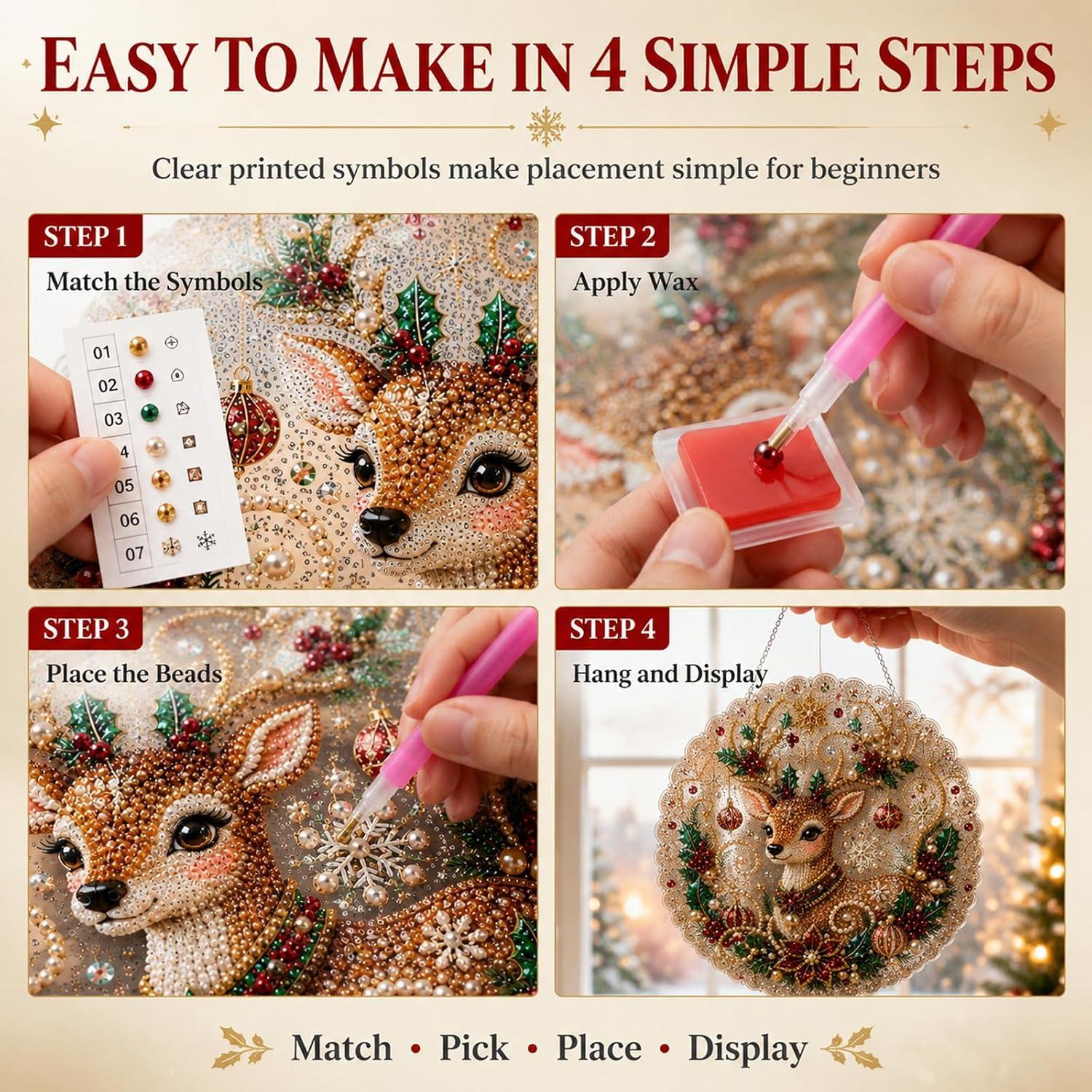 DIY Pearl Diamond Painting Suncatcher Handicraft Kit - 8in Round Lace Edge Acrylic Panel, Pre-Mounted Metal Chain, 3D Mixed Pearls, Christmas Holiday Ornament Gift for Home Window Wall Decoration, DIY Kits, Pre-Mounted Set DIY Pearl Diamond Painting Suncatcher Handicraft Kit - 8in Round Lace Edge Acrylic Panel, Pre-Mounted Metal Chain, 3D Mixed Pearls, Christmas Holiday Ornament Gift for Home Window Wall Decoration, DIY Kits, Pre-Mounted Set