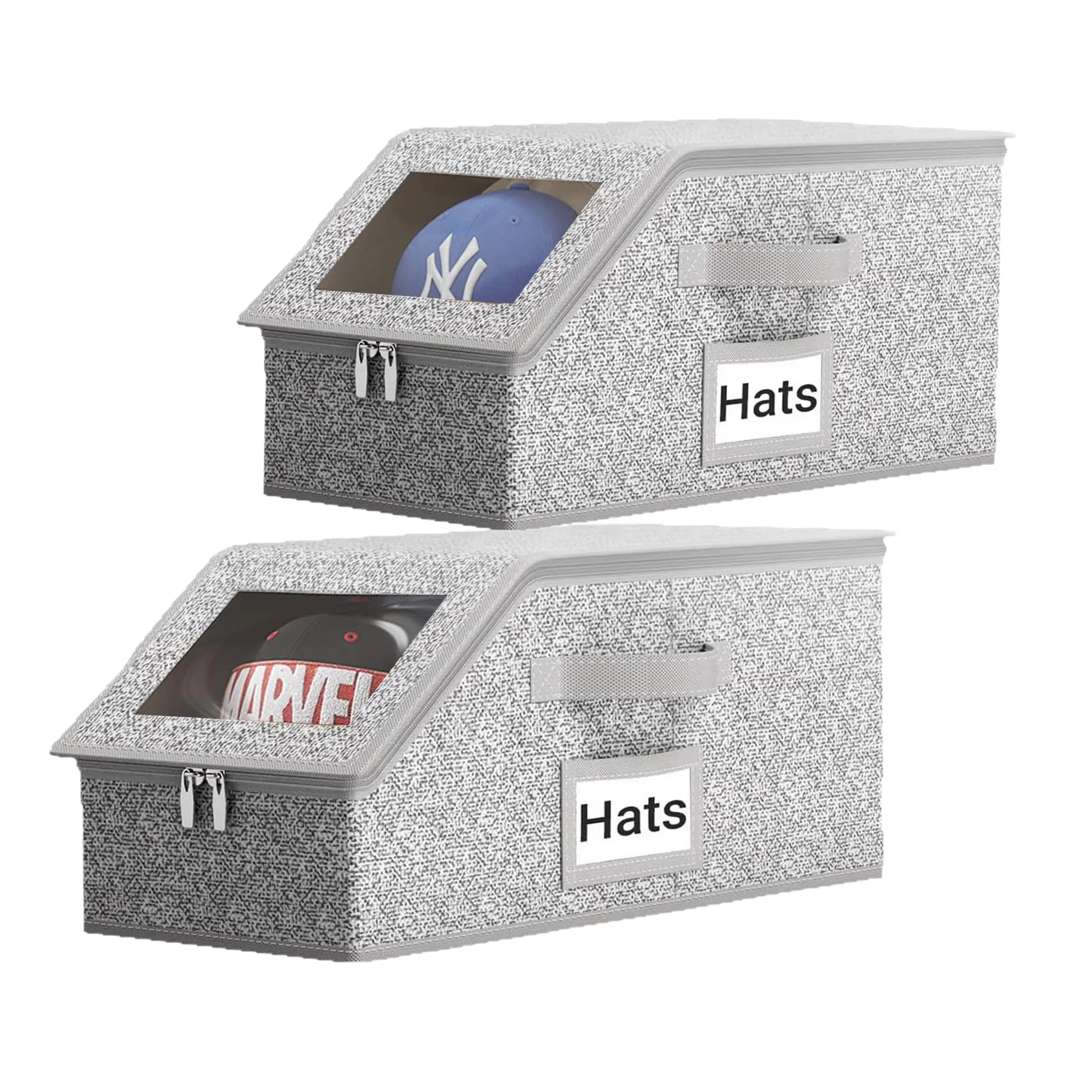 Hat Storage for Baseball Caps Holds up to 12 Caps Hat wardrobe Organizer for Closet Sturdy Hat Boxes for Men with Cardboard Grey Versatile in Storage, cap storage box