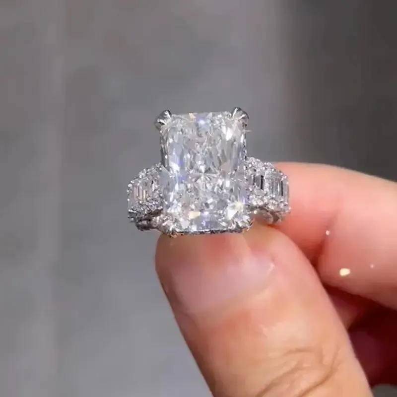 MAXINEJEWELRY 10.0ct Radiant Cut 5A Cubic Zirconia Solitaire Engagement Ring for Women - Promise Jewelry for Proposal, Daily Wear, Solitaire Ring, Engagement Rings