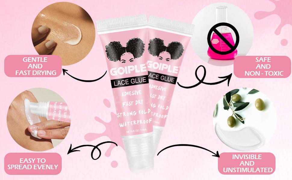 【Spring Glow-Up】Wig Glue Lace Glue for Lace Front Lace Wigs, 0.5 OZ Waterproof Lace Front Wig Glue for Wigs, Strong Hold Transparent Lace Adhesive for Hair