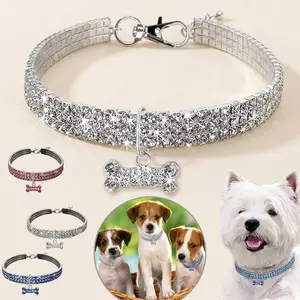 Crystal Collar for Pets with Imitation Diamonds - Solid Color Alloy Material 30g