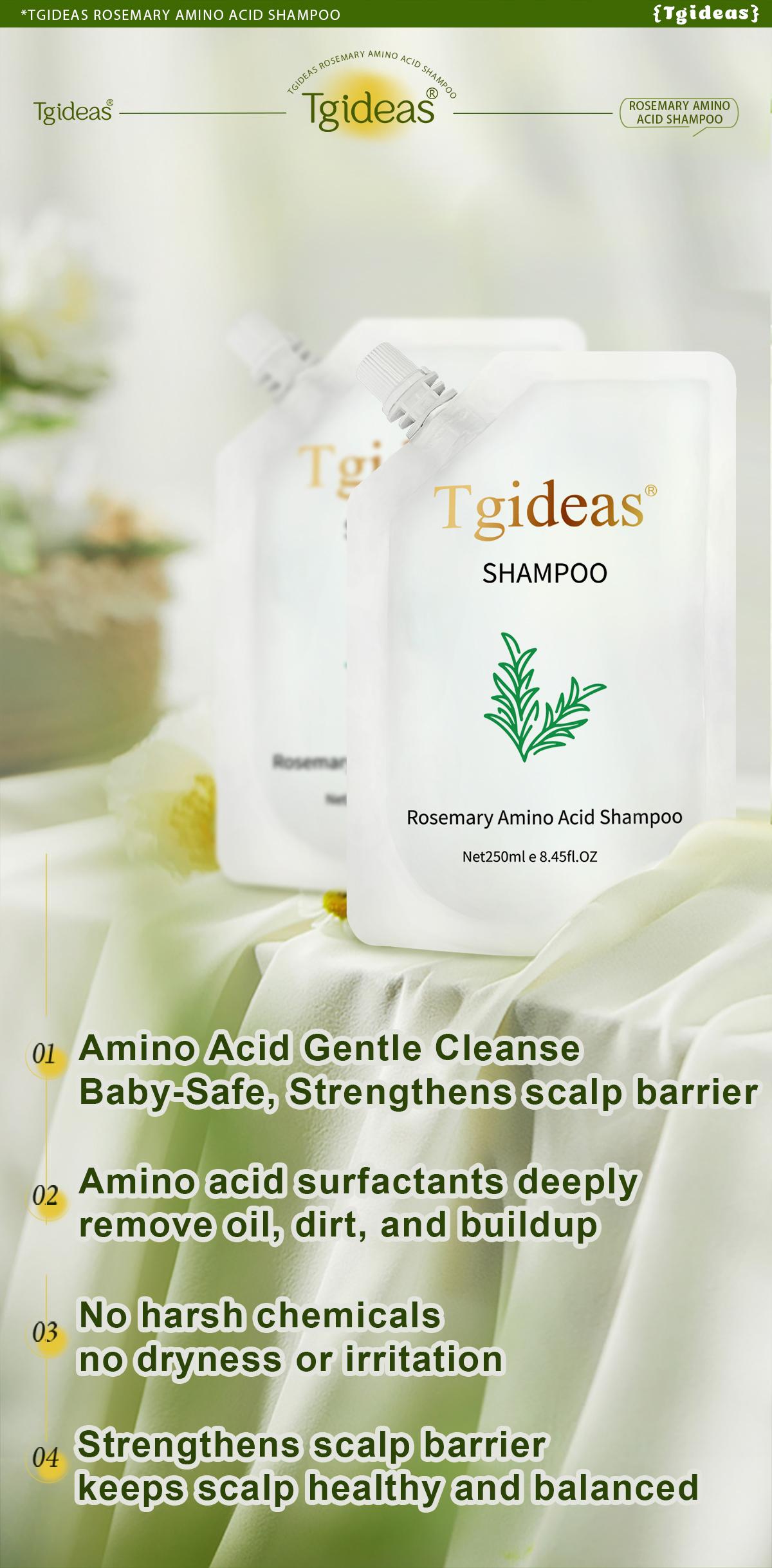 [Buy 1 Get 1 Free] Tgideas Hair Nourishment Shampoo - Oil Balance & Scalp Refresh, Rosemary Zinc PCA Amino Acid Hydrolyzed Protein Gentle Cleanser Conditioner 250ML Smoother Shine