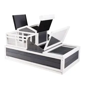 VEVOR Tortoise Habitat Wooden Tortoise House Indoor/Outdoor 3-Room 44x25.6x24in