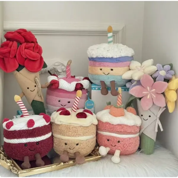 Jellycat Amuseable Birthday Cake plush toy – 6.25 x 4.75 x 4.75 inches; a sweet treat that makes a meaningful gift to express your love to loved ones.