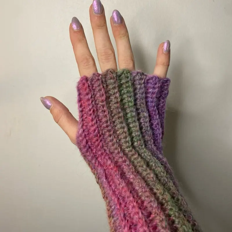 Unique soft rainbow fingerless gloves
