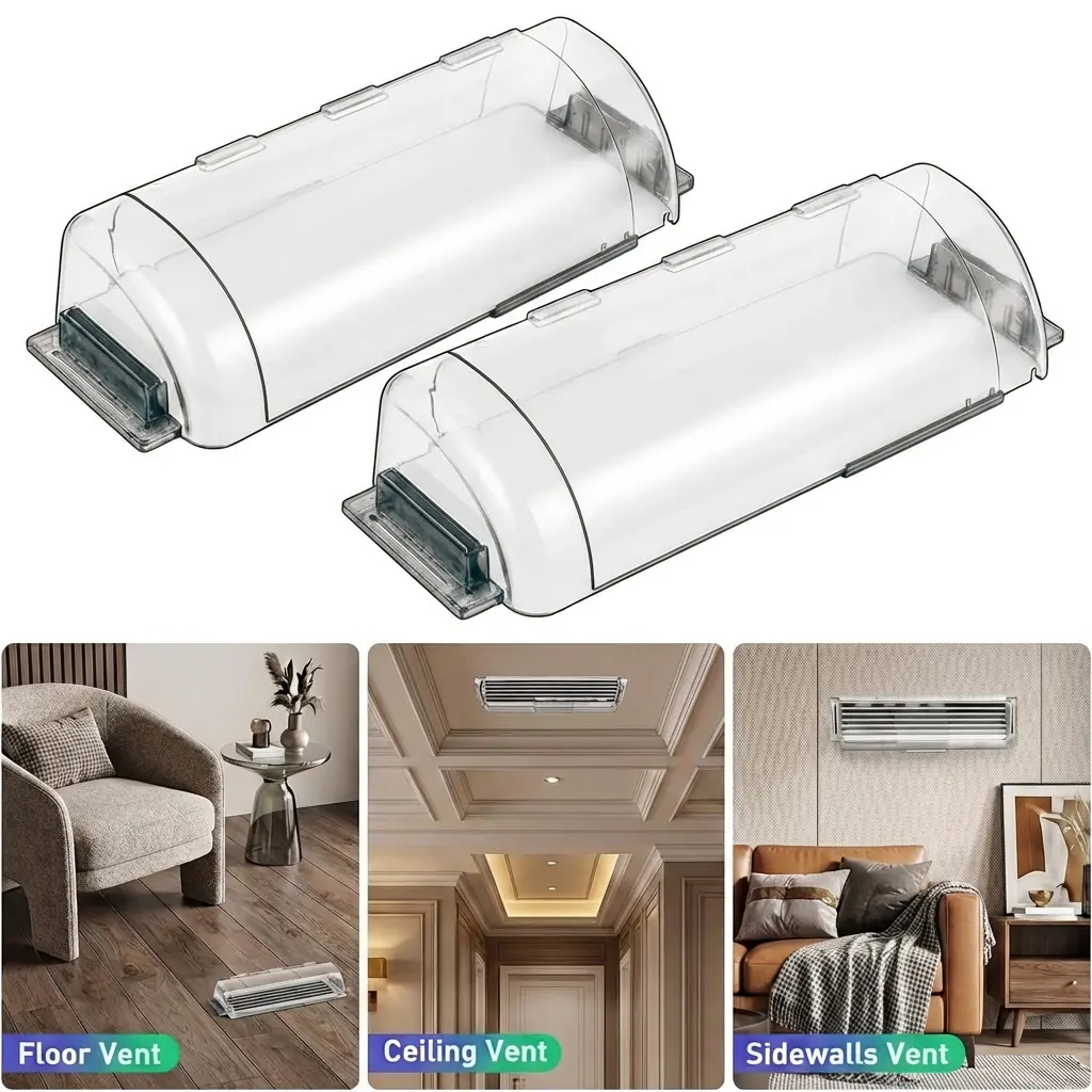 2-Pack Universal Air Deflector for Sidewall Vents, Ceiling Registers - Expandable 8.5"-15" Transparent Vent Accessory, Airflow Enhancer, Energy Efficient, Adjust the Deflector, Fastens Securely, Ventilation