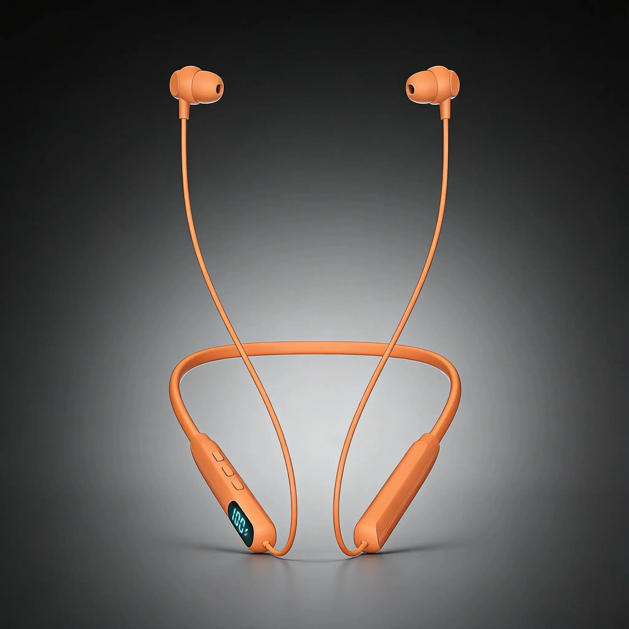 Wireless Sports Neckband Earphones with 72H Playtime, Bluetooth 5.3, 38ms Low Latency Gaming Headset, IPX4 Waterproof, Silicone Grip, Digital SD Card MP3 Player, Magnetic Clasp, LED Display, Recording Function Smart Voice Assistant ENC,ANC, Headphones, Ga
