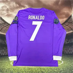 2016 2017 Away Purple No.7 Ronaldo Long Sleeved Soccer Jersey