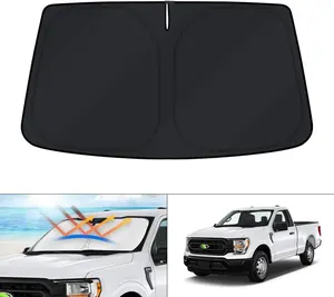 Canvcle Windshield Sun Shade for 2015-2025 Ford F-150 F250 F350 Super Crew Cab Super Cab Regular Cab Foldable Sun Visor Protector Blocks 99% UV Rays Keeps Car Cooler