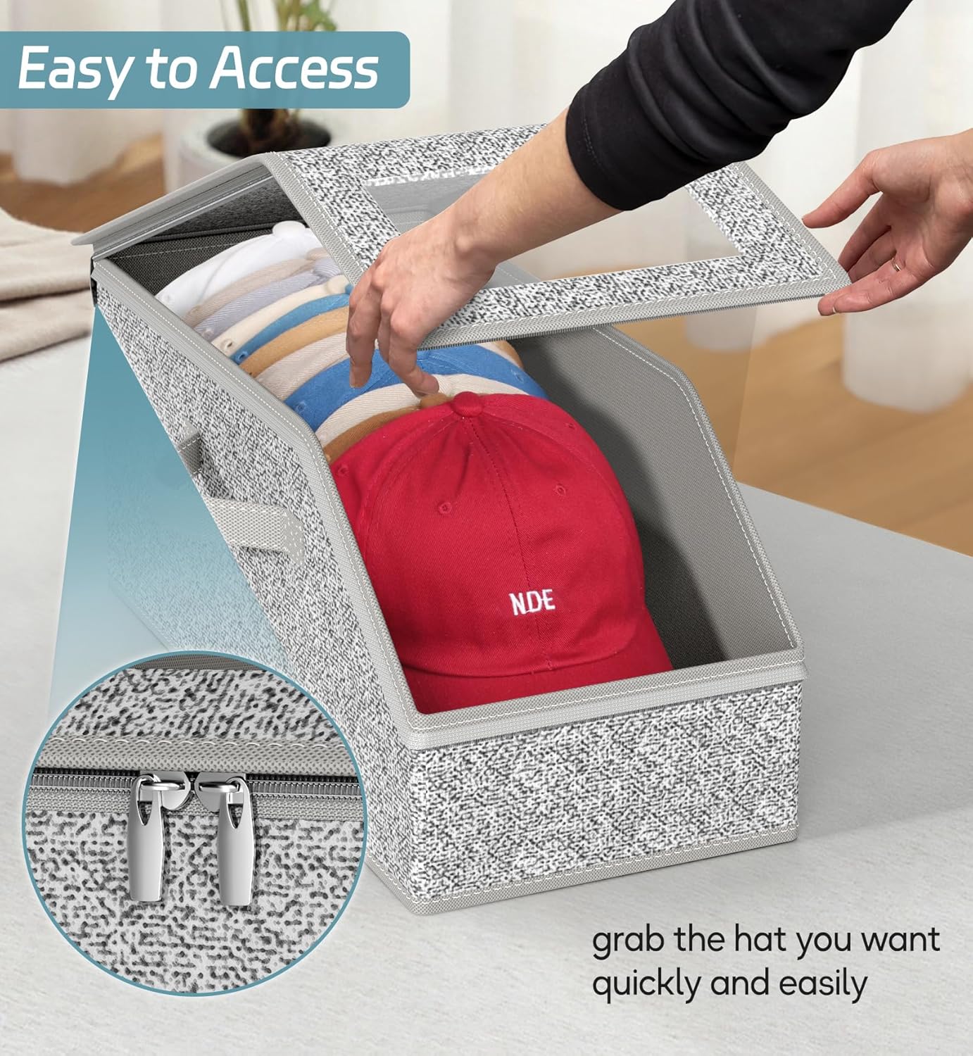 Fathers Day Gifts 1 or 2 PCS Stackable Hat Storage Boxes for Baseball Caps, Holds Up to 24 Hats, Durable Cardboard Box for Men, Classic Style, Wardrobe Organizer Fathersdaygift