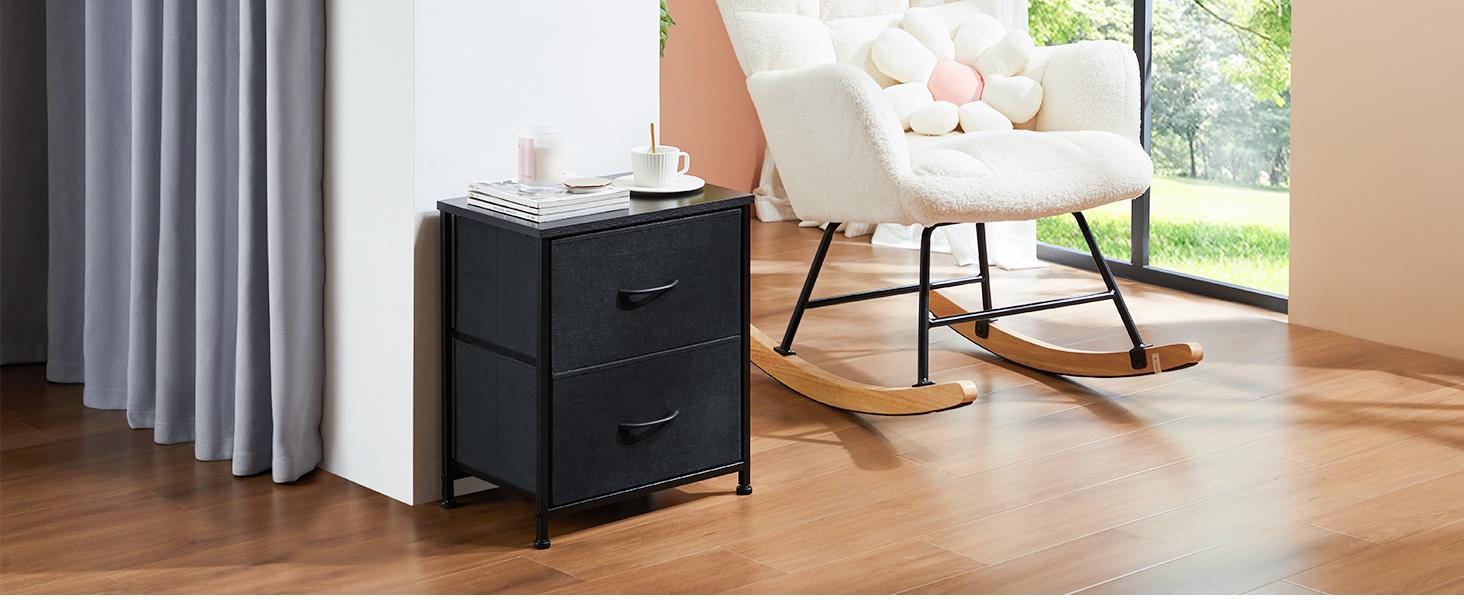 Small Fabric 2-Drawer Bedside Cabinet - Contemporary End Table, Bedroom Furniture, Apartment Storage Cabinet, Bedroom Decor, Ideal Home Gift Small Fabric 2-Drawer Bedside Cabinet - Contemporary End Table, Bedroom Furniture, Apartment Storage Cabinet, Bedroom Decor, Ideal Home Gift