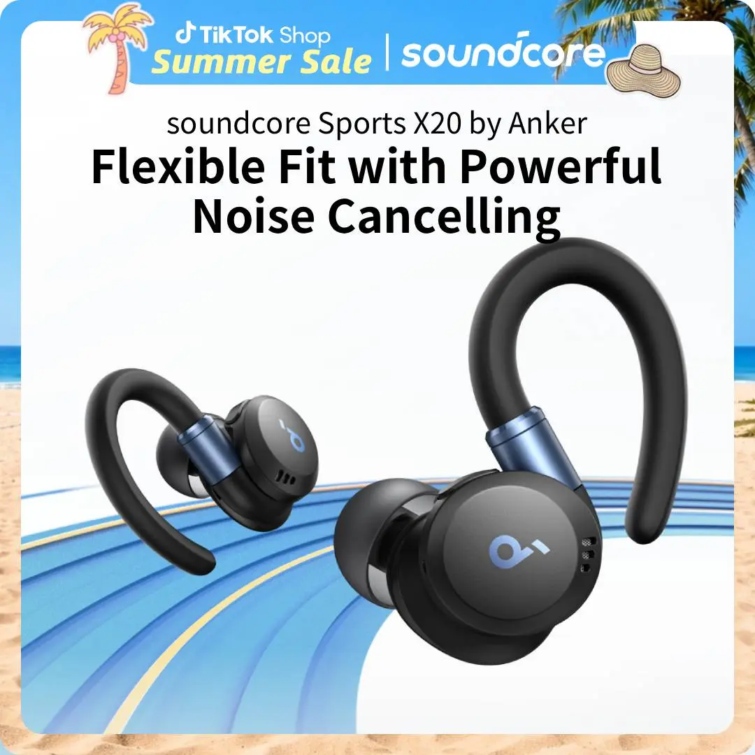 soundcore Sport X20 by Anker, True-Wireless Workout Earbuds, Rotatable and Extendable Ear Hooks, Noise Cancelling, Deep Bass, IP68 Waterproof, Sweatproof, Dustproof, 48H Play, Sport Earbuds for Gym #tiktokshopsummersale,back to school,back to school haul