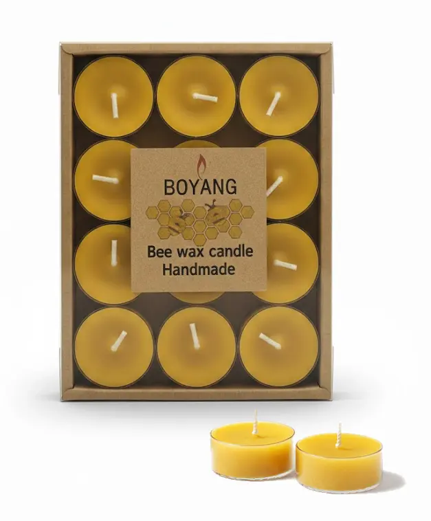 12PCS Pure Beeswax Tea Light Candles, Up to 4-Hour Burn Time, Unscented Clean-Burning Candlewax for Relaxation, Weddings, Calm Atmosphere & Home Decor with Natural Glow
