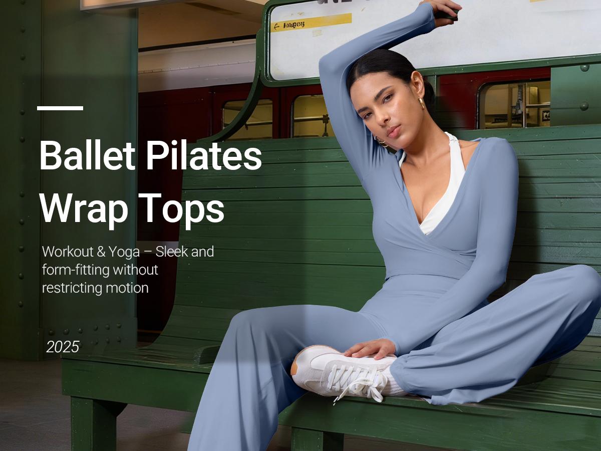 YEOREO Women Pilates Wrap Top Long Sleeve Tie Ballet Workout Yoga Shirt Michelie Y2K V Neck Cropped Tops Athletic Fashion Activewear YEOREO Women Pilates Wrap Top Long Sleeve Tie Ballet Workout Yoga Shirt Michelie Y2K V Neck Cropped Tops Athletic Fashion Activewear