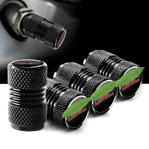 GMC Accessories 4-Piece Aluminum Alloy Tire Valve Caps, Corrosion-Resistant, Dustproof, Waterproof, Durable Metal Caps for GMC Models, Cars, Bicycles