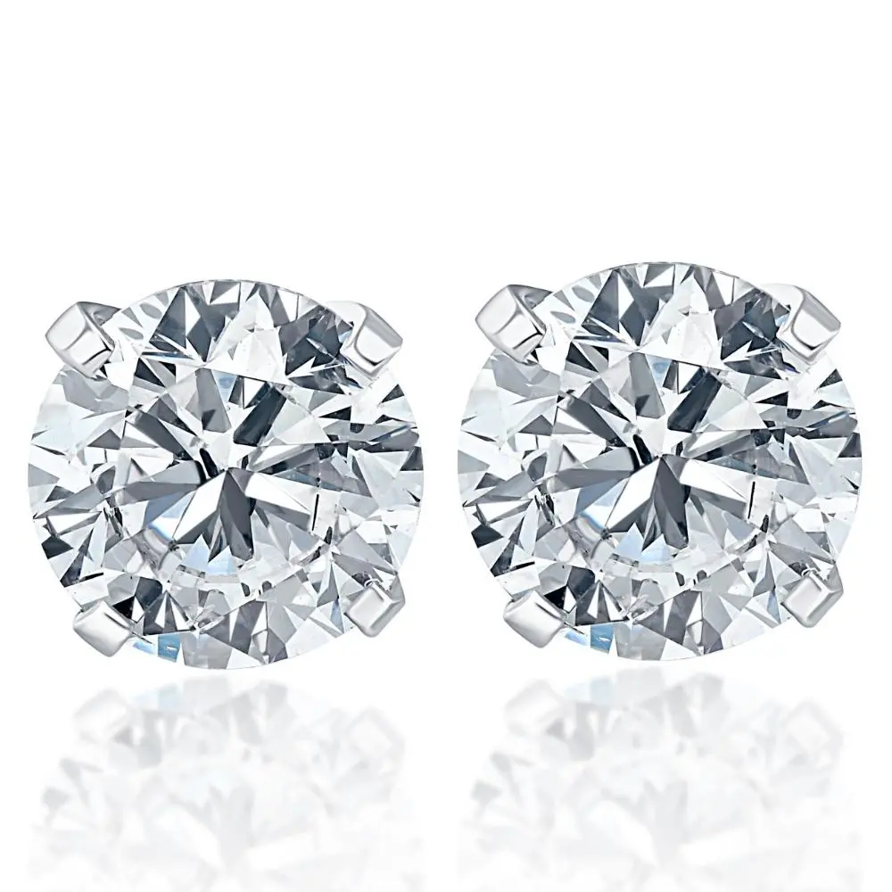 .75Ct Round Brilliant Cut Natural Quality SI1-SI2 Diamond Stud Earrings in 14K Gold Classic Setting