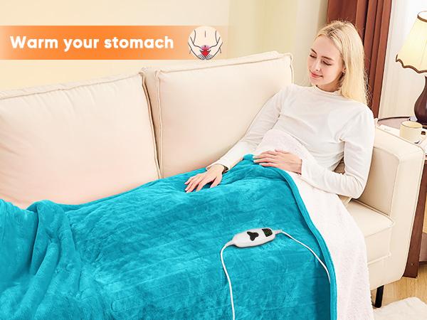 Greenoak Heated Blanket Electric Throw 50"X60", Heating Blanket with 10 Heat Levels 8 Hours Auto-Off,Fleece Soft Christmas Blanket,Gifts for Grandma Seniors Mom