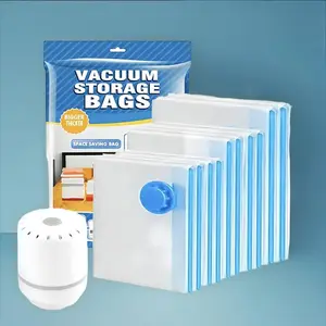 5/11 Pack Vacuum Storage Bags, Blue Transparent, Airtight Dust Moisture-Proof, Extra Large Capacity, 80% Space Saving Bag, Includes Hand Pump,Christmas Gifts, New Year Gifts