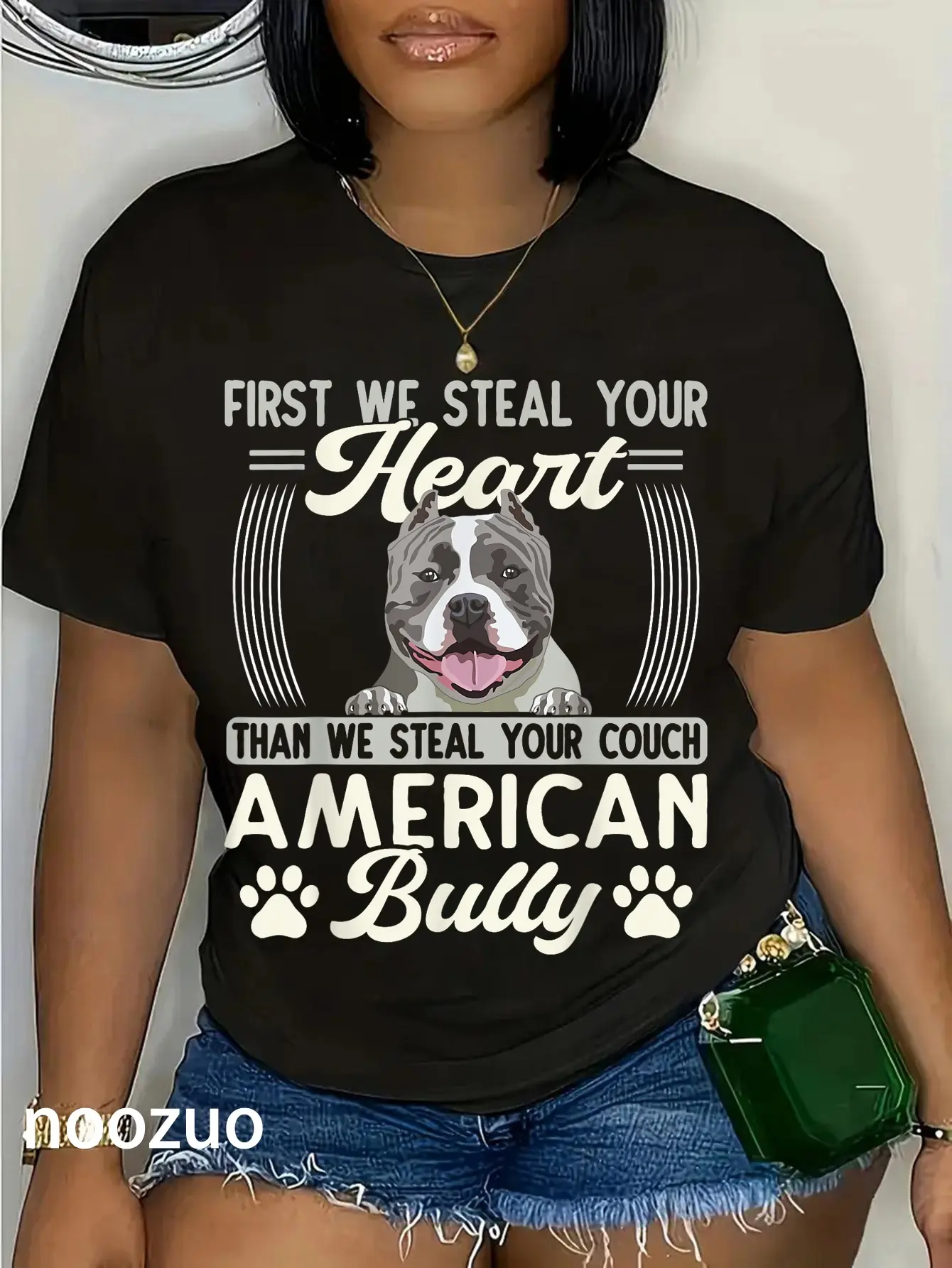 100% Cotton Bully XL Pitbull First We Steal Your Heart American Bully T-Shirt
