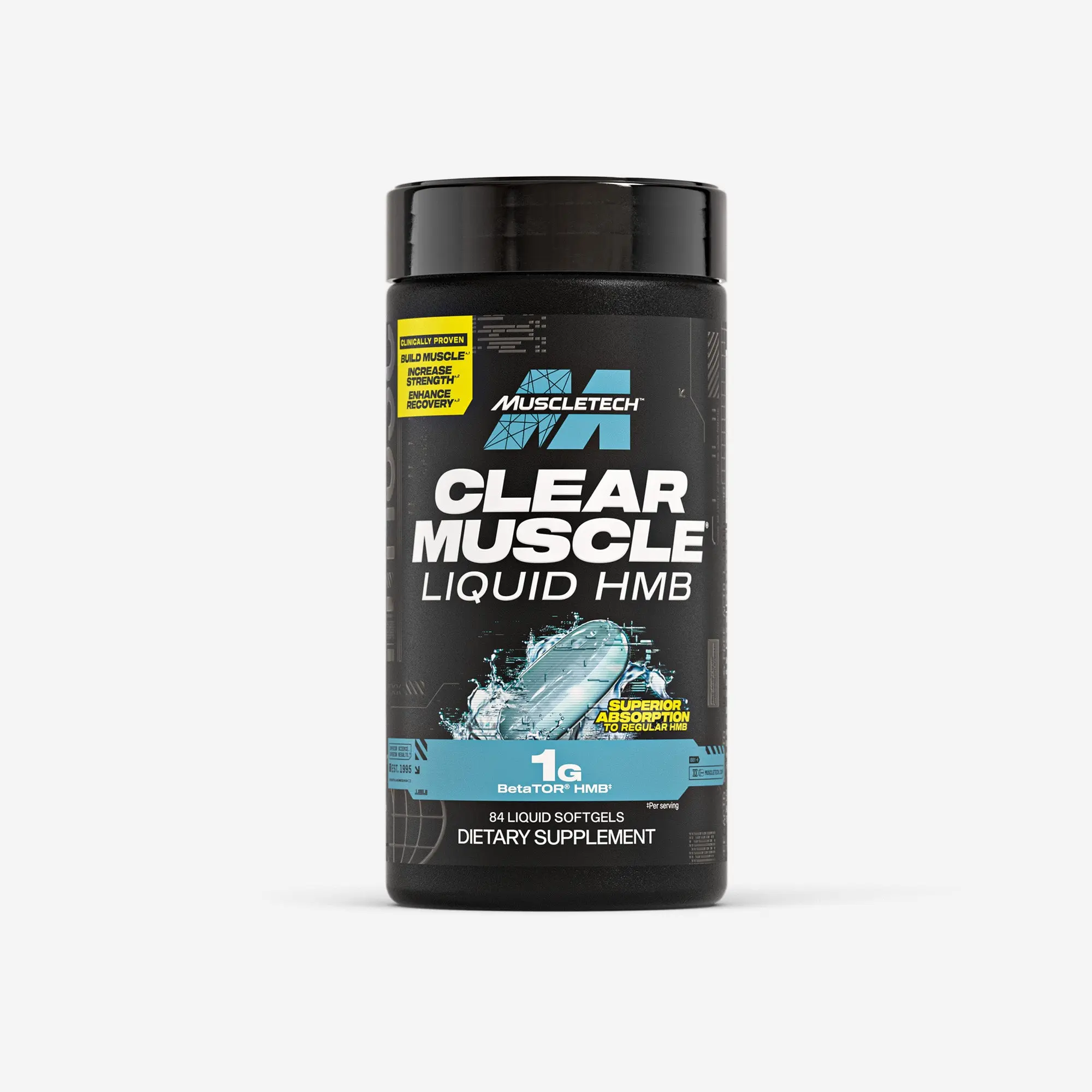 MuscleTech Clear Muscle Liquid HMB, 1000 mg (42 or 84 Liquid Softgels) - Highest Grade HMB Muscle Supplement for Lean Muscle & Recovery