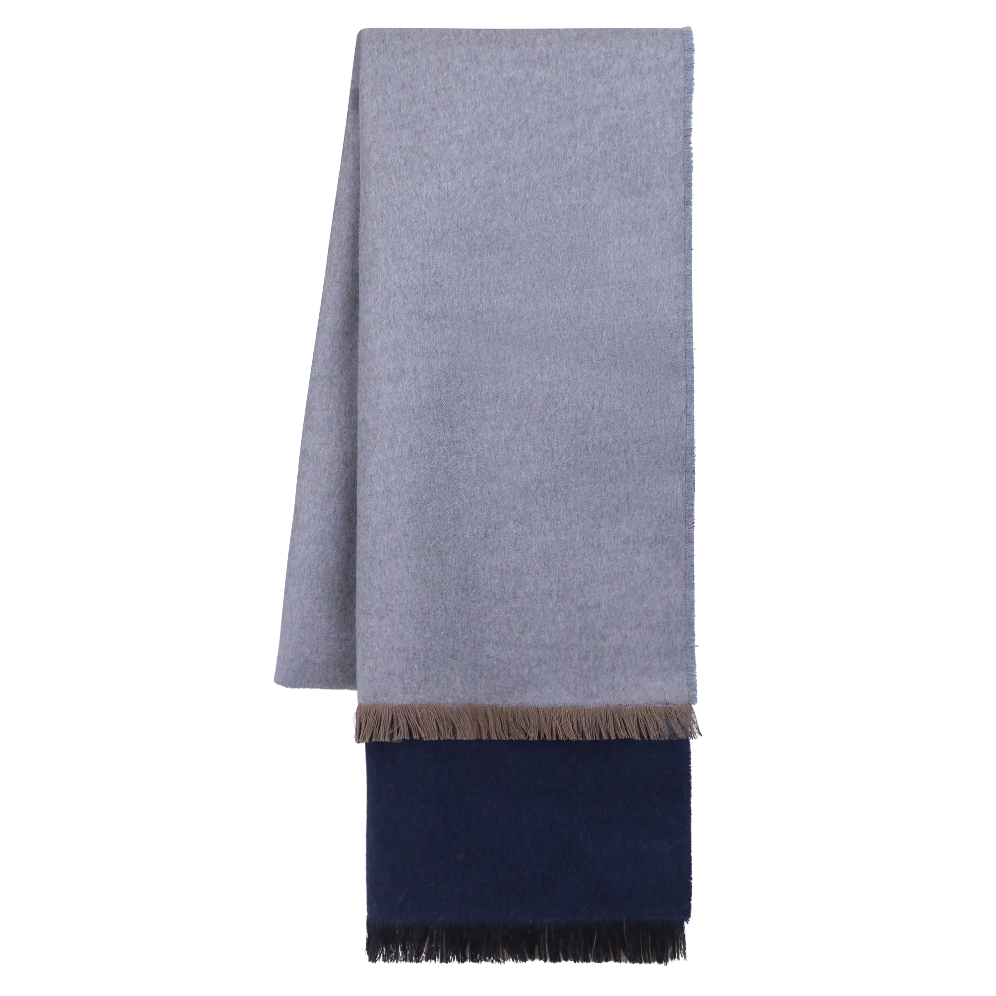 Blue & Light Grey Double-Faced Cashmere Scarf
