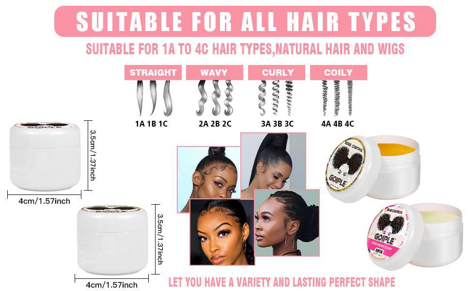 2pcs 30g Edge Control Wax for Women - Strong Hold, Non-Greasy, Smooth Edges, Sweet Strawberry and Pineapple Scents Hair Styling Curly Organic Kinky