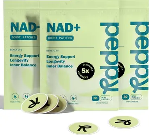 peppy Energy Patches with NAD+ - 3 Pack (90 Patches, 3-Month Supply) - Daily Plant Based Wellness & Energy Support - 8-12 Hour Time-Release - Vegan & Sugar-Free