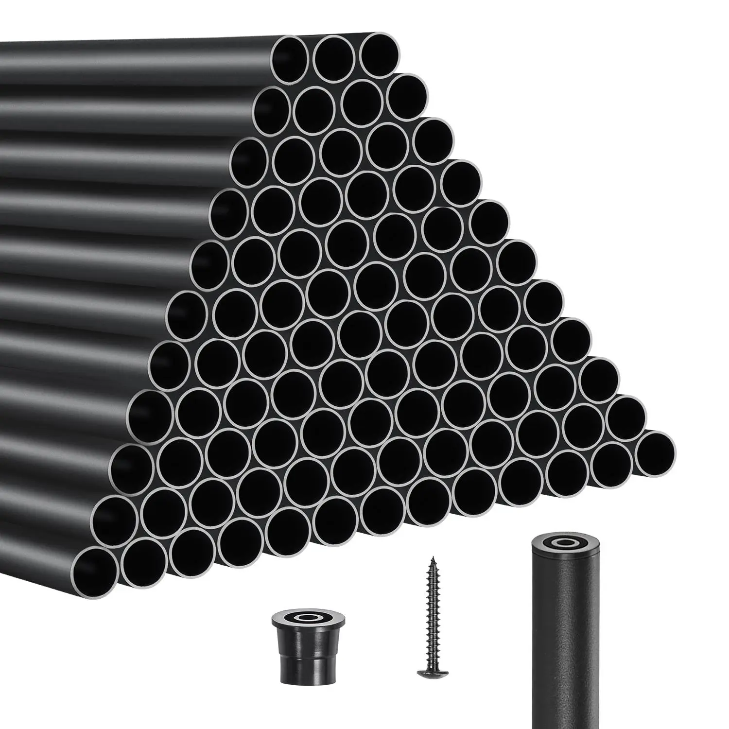 【SummerFinds】VEVOR Staircase Balusters 101 Pack,  , 36 In Aluminum Stair Balusters, 3/4 Inch Water-Proof Round Metal Spindle Railing, Hollow Deck Railing with Rail Caps & Screws for Stairs, Porch, Patio, Matte Black