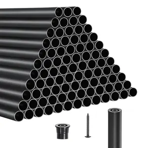 【Summervibes】VEVOR Staircase Balusters 101 Pack,  , 36 In Aluminum Stair Balusters, 3/4 Inch Water-Proof Round Metal Spindle Railing, Hollow Deck Railing with Rail Caps & Screws for Stairs, Porch, Patio, Matte Black
