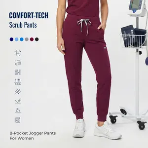 Tinylemon Women’s Scrub Jogger Pants for Nurses, Antimicrobial, 8 Pockets, Yoga Waistband, Anti-Wrinkle Fabric