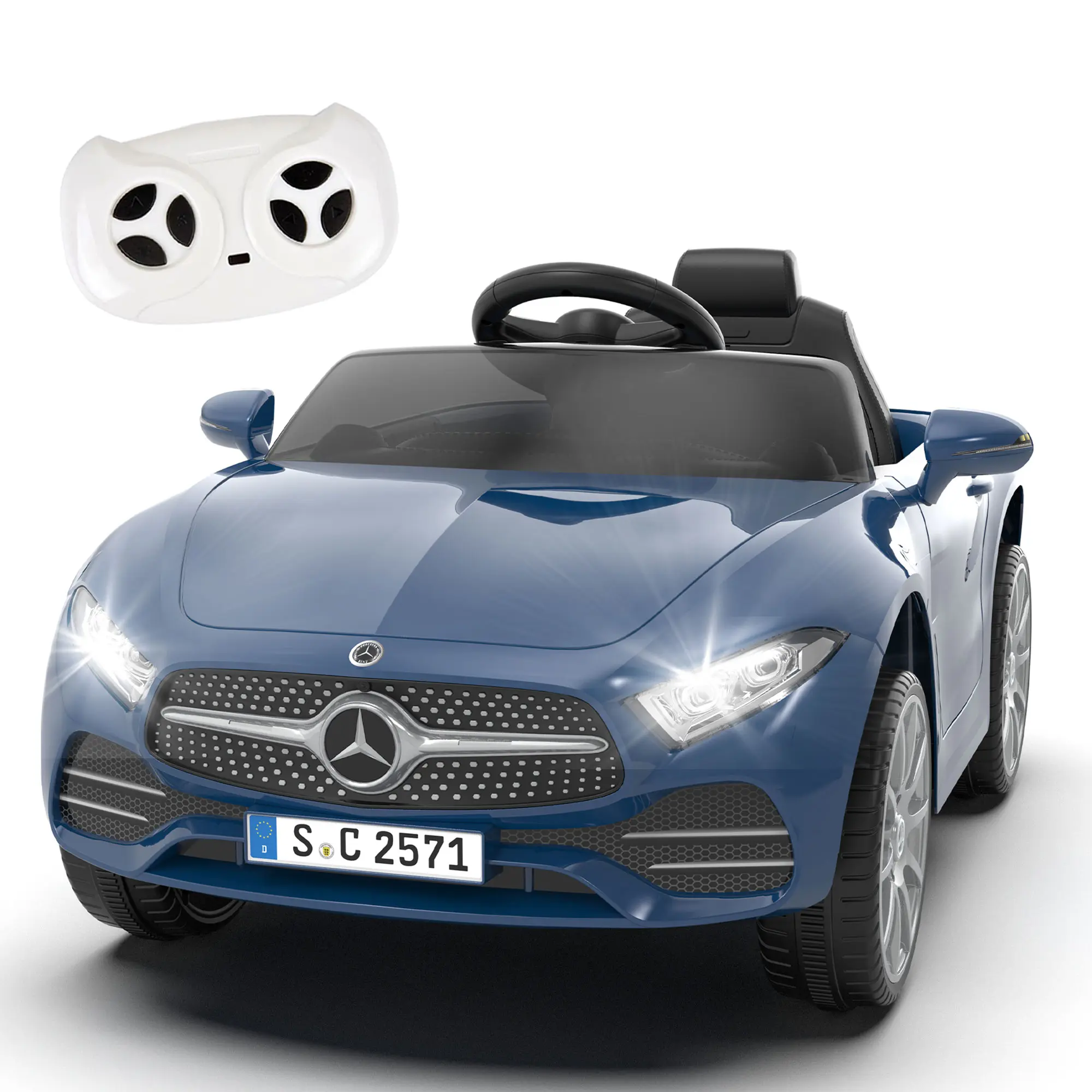 Ages 2-4 | Licensed Mercedes-Benz CLS 350 12V Ride On Car – Parent Remote Control, Spring Suspension, Bluetooth, Music & LED Lights (Blue) summerwins