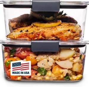 Brilliance BPA-Free Food Storage Containers, Medium Deep, 4.7 Cup, 2-Pack, Airtight & Leak-Proof, Microwave & Dishwasher Safe
