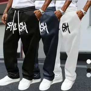 Loose-Fit Streetwear Joggers with Slash Graffiti Graphic