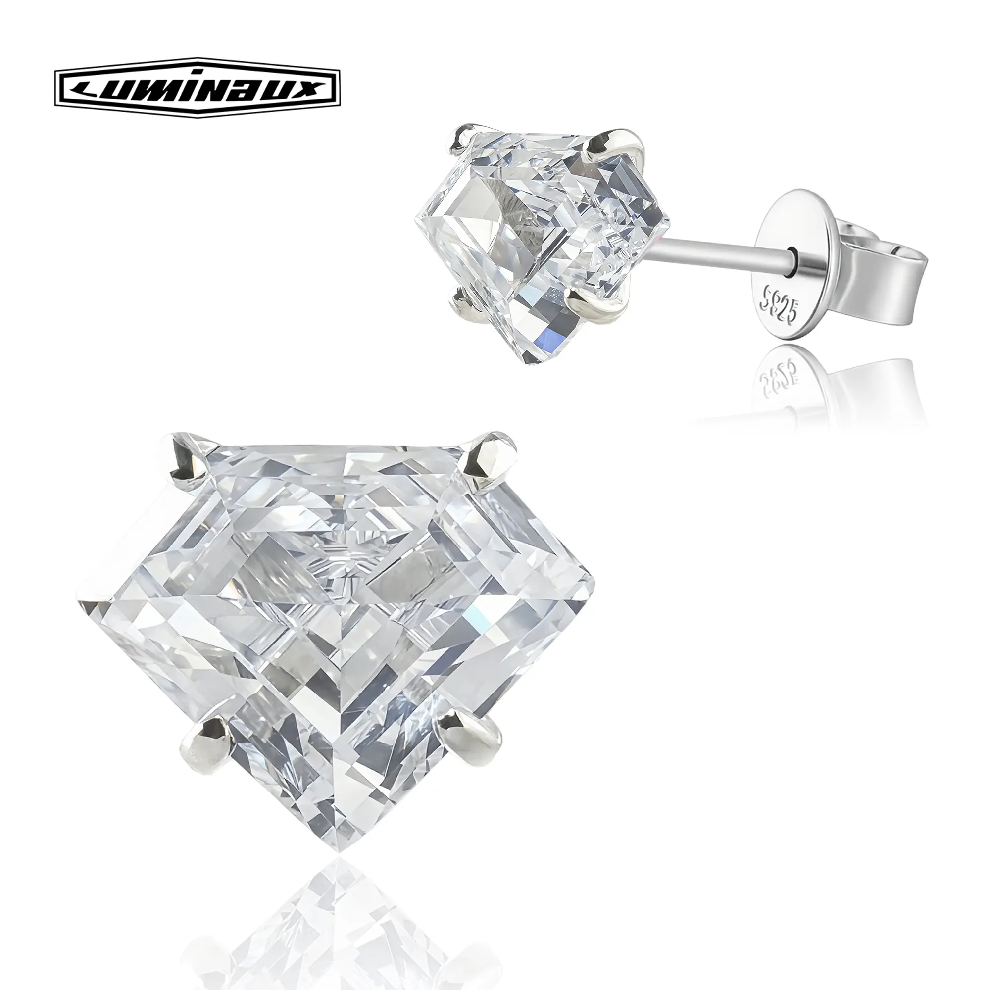 S925 Sterling Silver D color VVS Clarity 11mm “Diamond Shape'' AAAAA+ CZ Stud Earrings Fashion Jewelry Modern Versatile Accessories Perfect Birthday Anniversary Engagement Christmas Gift for Men Women Ear Studs