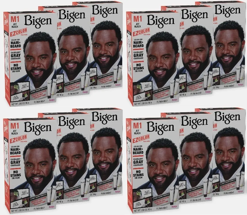 12 Pack Bigen EZ Hair Color (M1) Jet Black, Haircare At-Home Dyeing Solution, Dyeing Hair