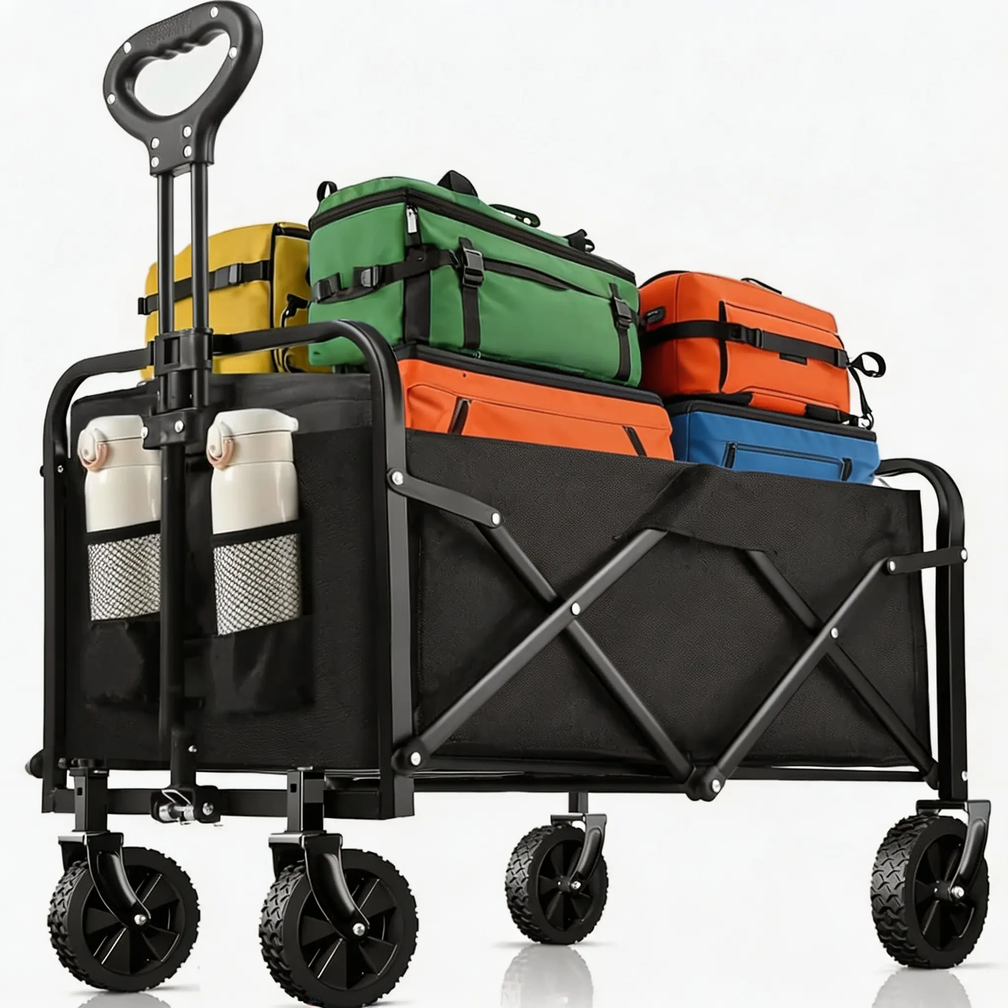 【Backtoschool】Lightweight Collapsible Wagon Cart 360lbs Capacity, Heavy Duty Beach Wagon, Shopping Carts with Wheels for Grocery, Camping, Shopping, Fishing, Garden collapsable Cart home improvement use sport garden camping dog leash outdoor trolley