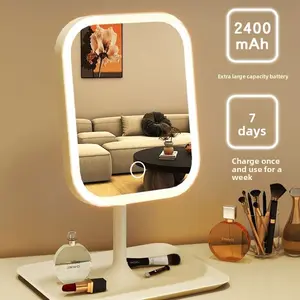 LED Vanity Mirror with Adjustable Lighting HD LightedMakeup Mirror for Desk or Table 2400mAh Battery 7 DaysCharge Home Beauty Routine