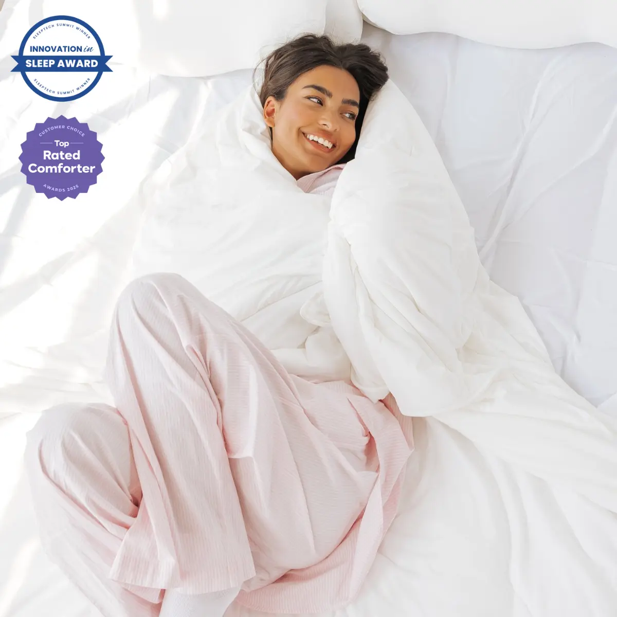 Mellow Sleep | CloudCool Cooling Comforter - Lightweight Breathable with Dual-Sided Silk Smooth & Cloud Soft Knit for Instant Cool Relief