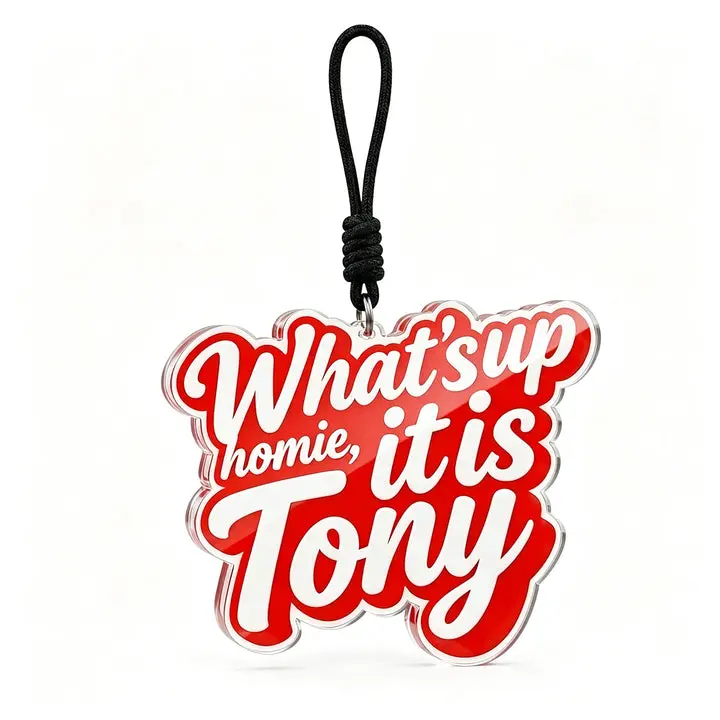 Personalized Metal Keychain - Irregular Form, Slogan Print, 3 Sizes, Unisex Fashion Accessory, Bag Charm, KOL Merchandise for Fans & Creators, Three Sizes