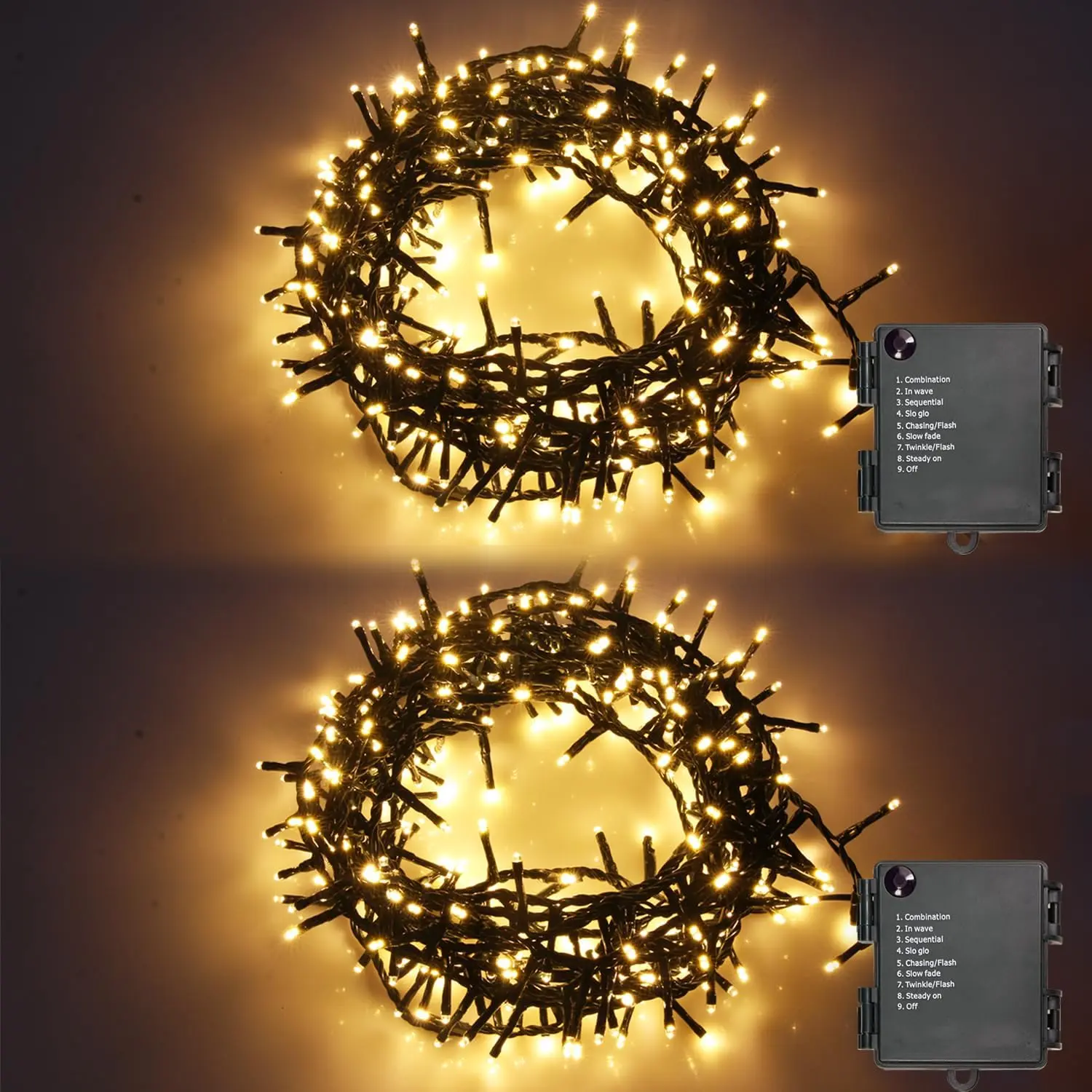 #homeessentials #TikTokShopBackToSchool 2-Pack 20.6 FT 240LED Plastic Christmas Decorative Lights Set, Battery-Operated Warm Light with 8 Modes, Timer & Memory Function, Waterproof for Christmas Tree Indoor Outdoor Decoration