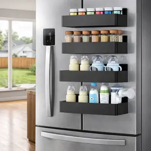 Metal Magnetic Spice StorageRack Organizer for Refrigerator and Oven,Fridge Organizers and Storage, KitchenUtensils home organization lmprovement shelf spicerack Drink Rack Set