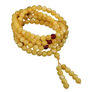Amber Meditation Necklace with Natural Bead Chain Bracelet for Serenity and Relaxation