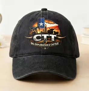 CTT Oil Exploration & Cattle Company Printed Wash Hat, Landman Oil Baseball Cap, Gift For Him Her