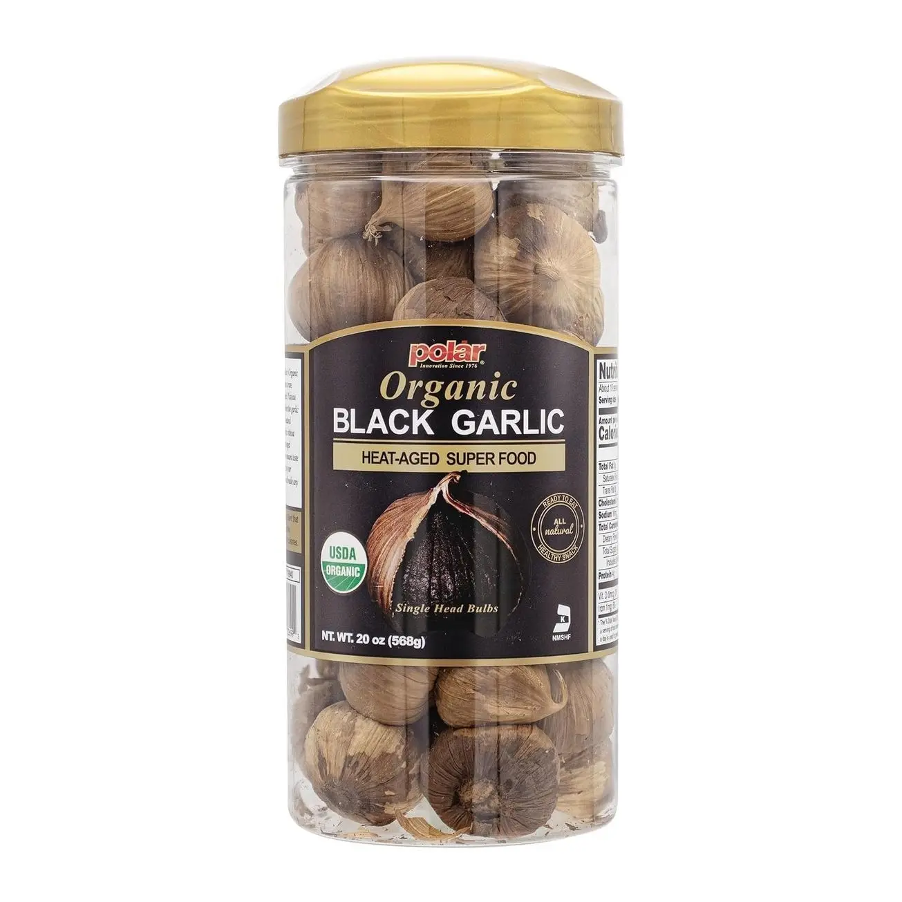 MW Polar USDA Organic Black Garlic 20 oz (Pack of 1), Whole Bulbs, Easy Peel, All Natural, Chemical Free, Kosher Friendly Ready to Eat Healthy Snack