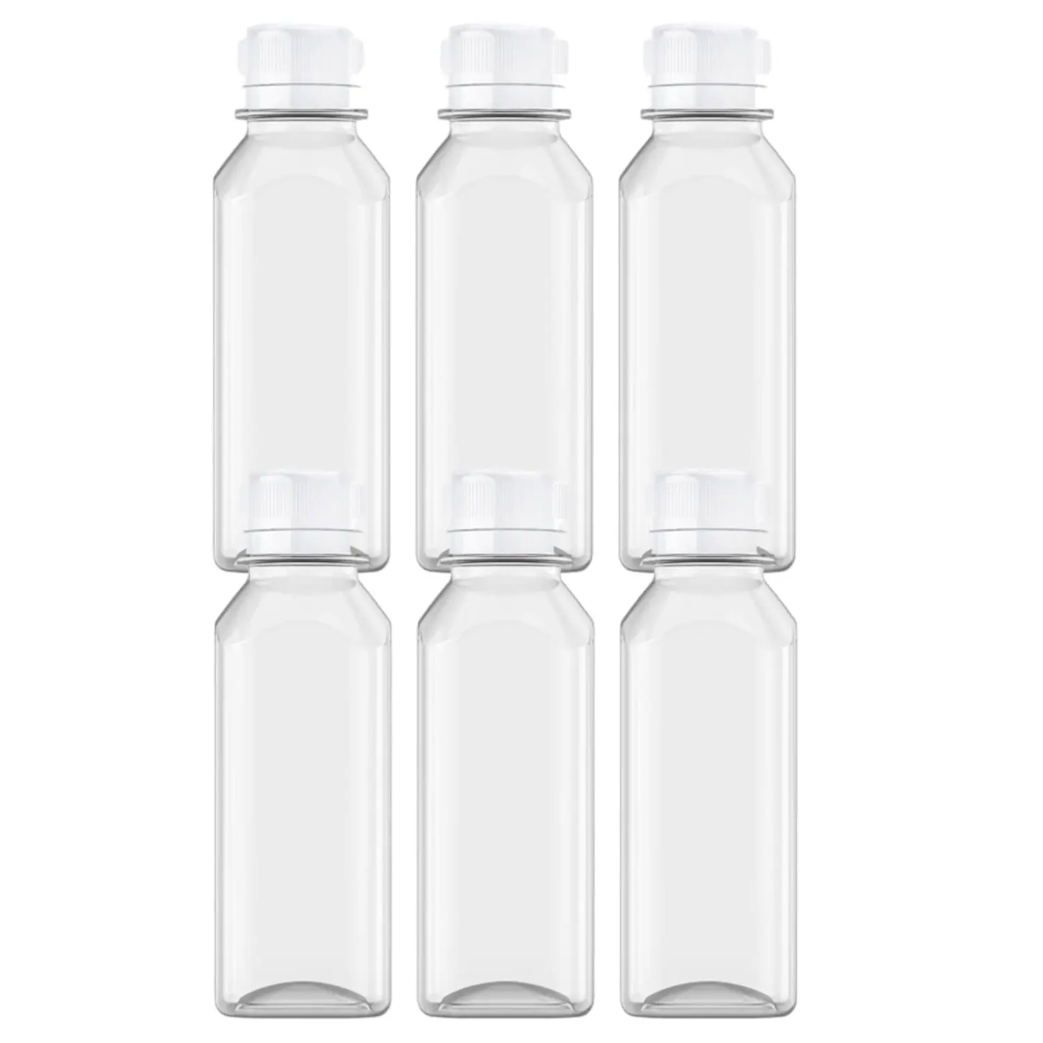 6Pcs/Set 12 Oz Juice Bottles,Plastic Milk Bottles Bulk,Beverage Containers with Tamper Evident Caps Lids White for Milk,Juice,Drinks,Halloween Christmas Party Gifts,Hand Tools Kits