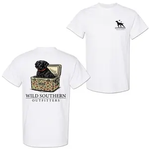 Wild Southern Outfitters Puppy T-Shirt - Cute Black Lab In Camo Cooler Graphic, Hunting Dog Lover Shirt, Casual Everyday Wear Classic Menswear