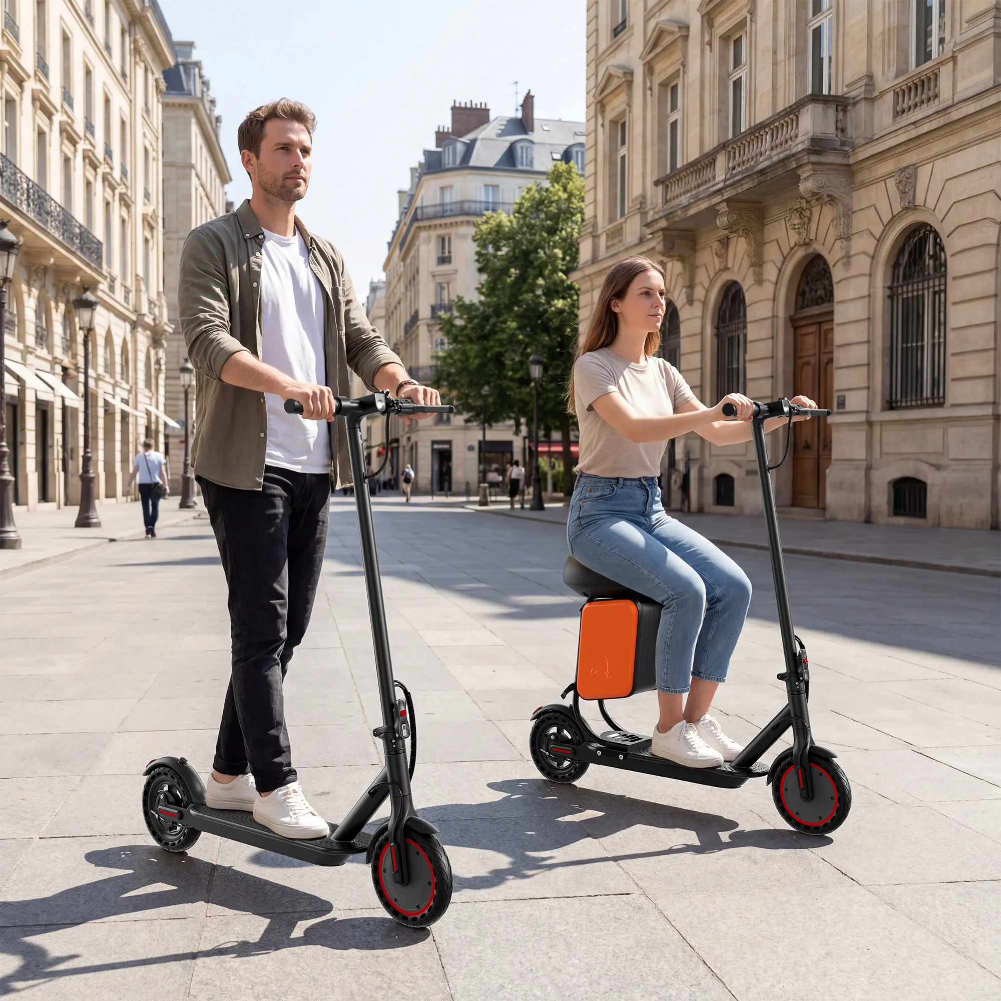 Adult Electric Scooter with Seat, Foldable Design, 350W Motor, 19MPH Speed, 20-Mile Range, Dual Brakes, APP Control, Lightweight Aluminum Frame.SummerWins,Father's Day Gife
