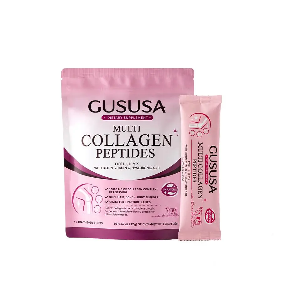 GUSUSA High-Quality Bovine & Chicken Bone Soup Protein Edible Collagen Peptide Powder Dietary Supplement - Skin Care, Moisturizing, Anti-Aging, Prop 65 Safe, Unflavored for Adults, 129g Per Pack